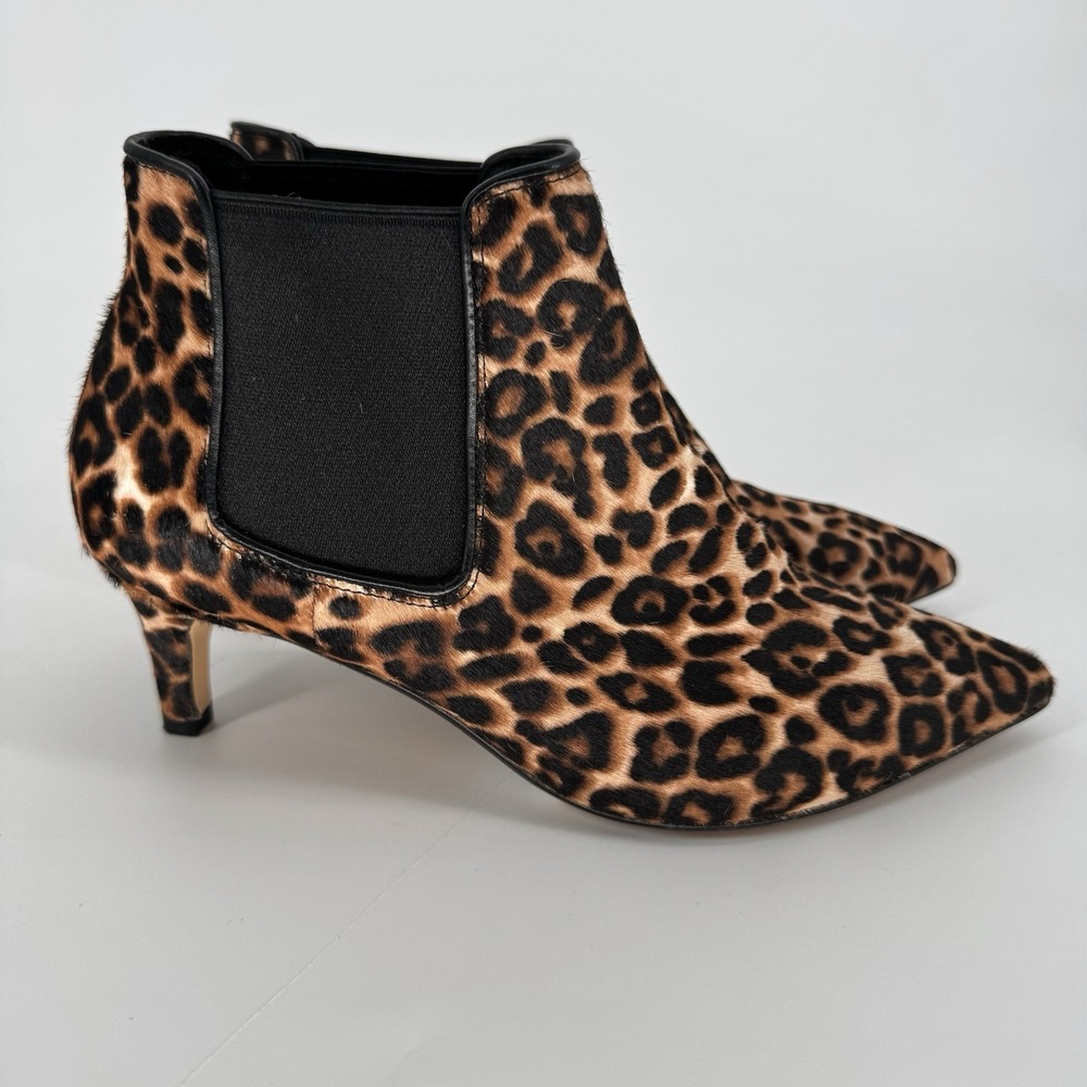Clarks Laina 55 Boot Leopard Print Calf Hair Kitten Heel‎ Chelsea Bootie 8.5M